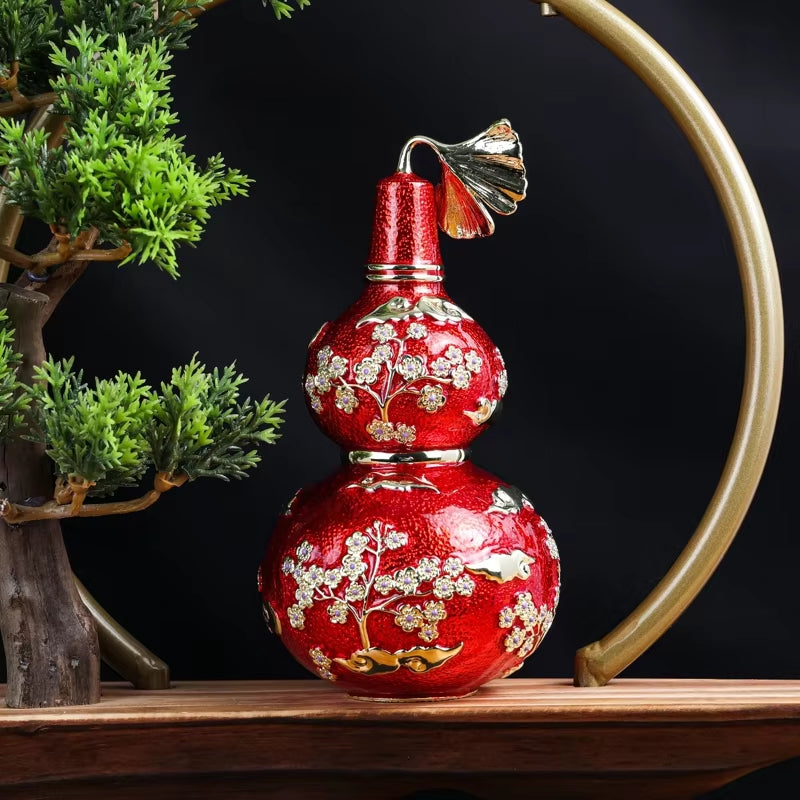 SHINNYGIFTS Hand Painted Metal Enamel Wu Lou | Fine Art Feng Shui Home Decor | Pewter Wu Lou Wholesale