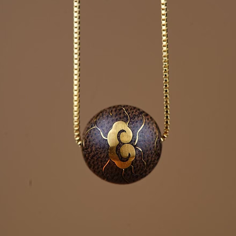 Dalagan Old Material Buddha Bead Necklace – 925 Gold-Plated Silver, Lucky & Wealth Amulet, Clear Grain, Sinking Aroma