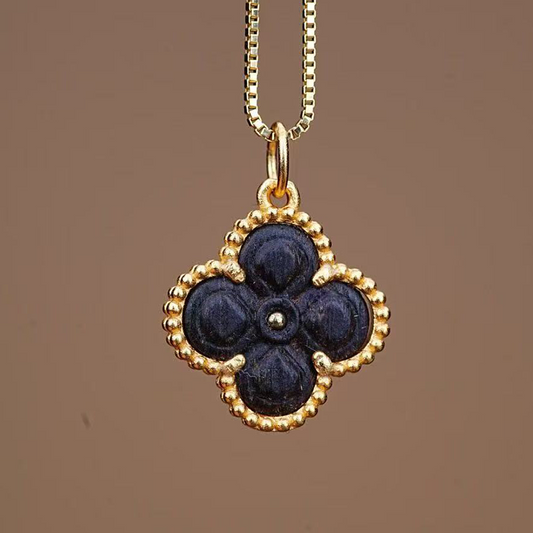 925 Gold-Plated Silver Four-Leaf Clover Necklace – Dalagan Old Material, Deeply Fragrant, Sweet Floral Aroma