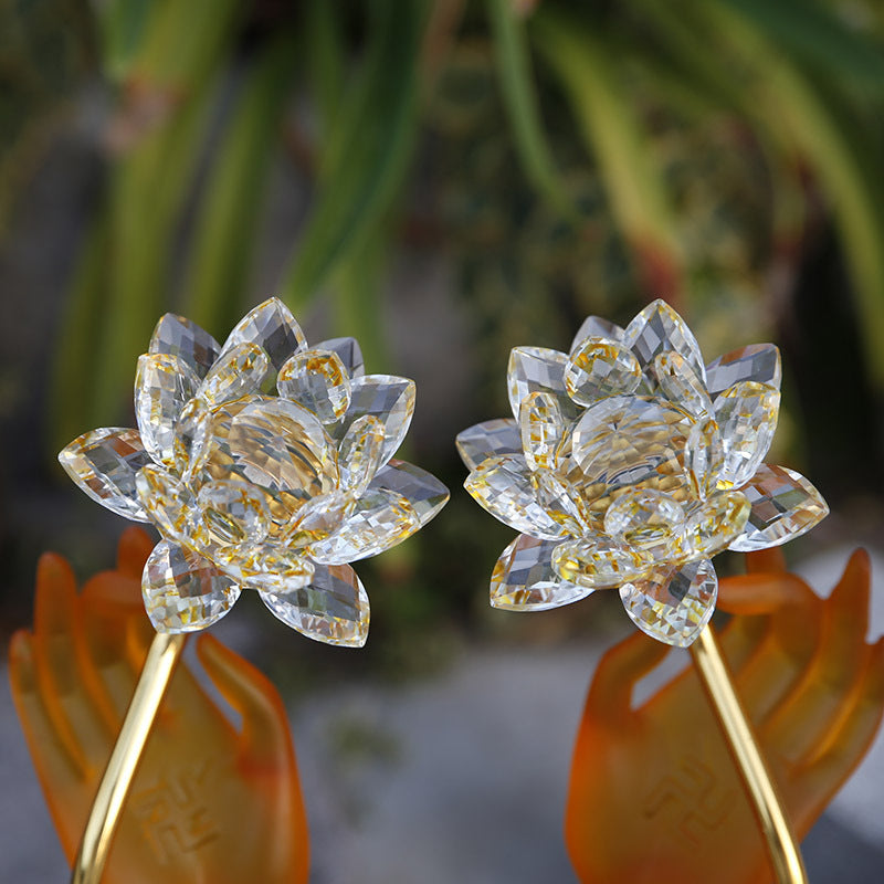 LED Buddha Hand Offering Lamp – Lotus Lantern Glass Lamp for Buddhist Hall, Altar & Meditation