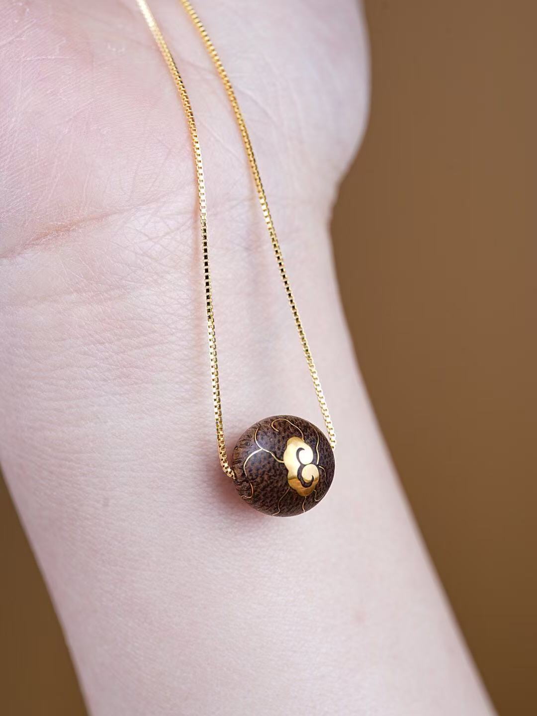 Dalagan Old Material Buddha Bead Necklace – 925 Gold-Plated Silver, Lucky & Wealth Amulet, Clear Grain, Sinking Aroma