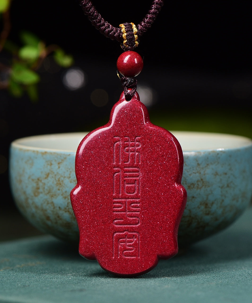 Natural Cinnabar & Zijing Sand Buddha Pendant – Attract Wealth, Ward Off Evil, Bring Peace and Good Luck