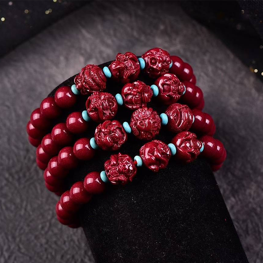 Zijing Sand & Cinnabar Zodiac Bead Bracelet – Sanhe & Liuhe Designs for Men & Women | Lucky, Peaceful, Evil-Warding