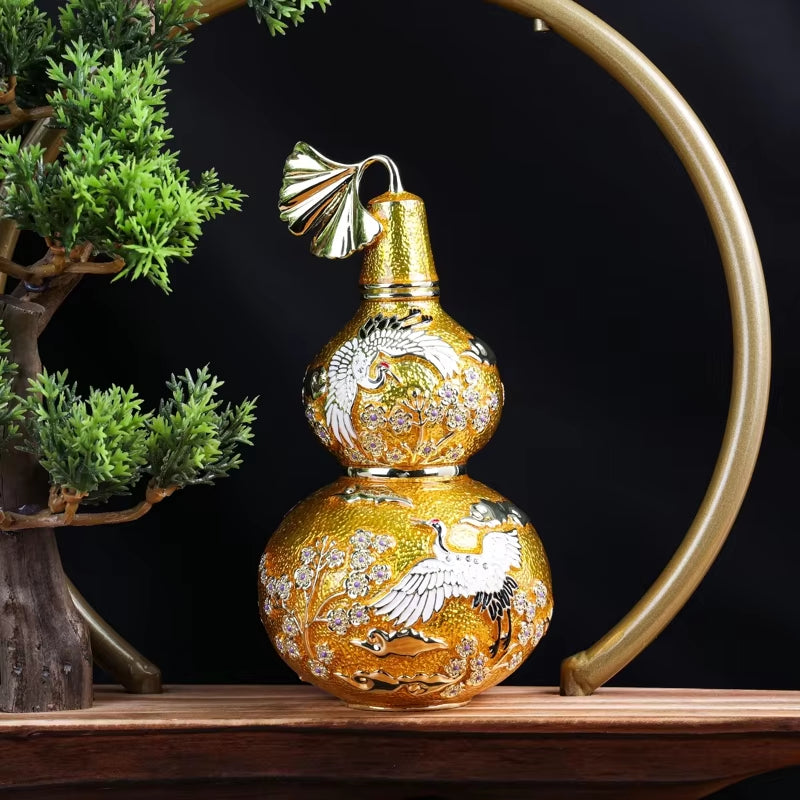 SHINNYGIFTS Hand Painted Metal Enamel Wu Lou | Fine Art Feng Shui Home Decor | Pewter Wu Lou Wholesale