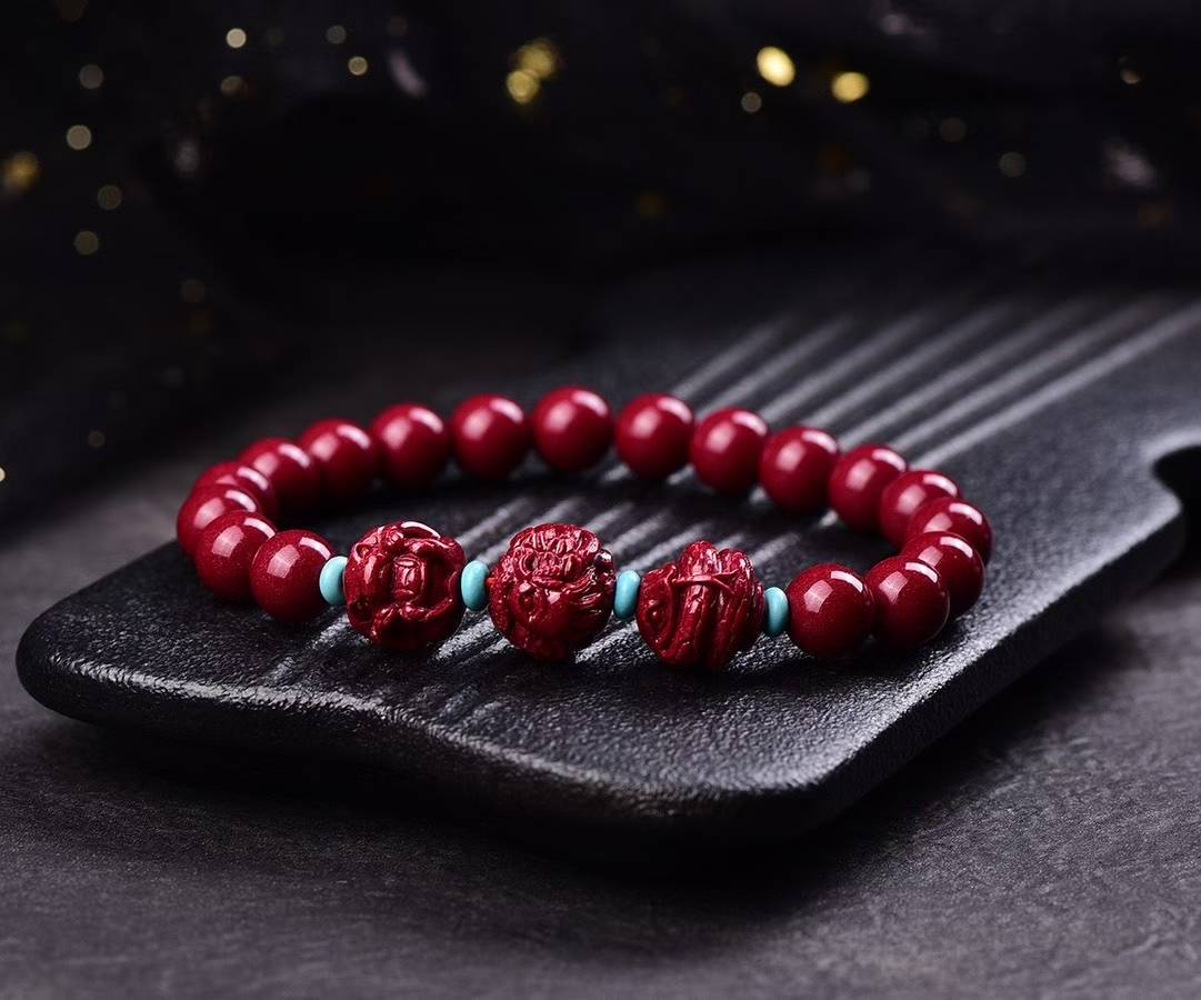Zijing Sand & Cinnabar Zodiac Bead Bracelet – Sanhe & Liuhe Designs for Men & Women | Lucky, Peaceful, Evil-Warding
