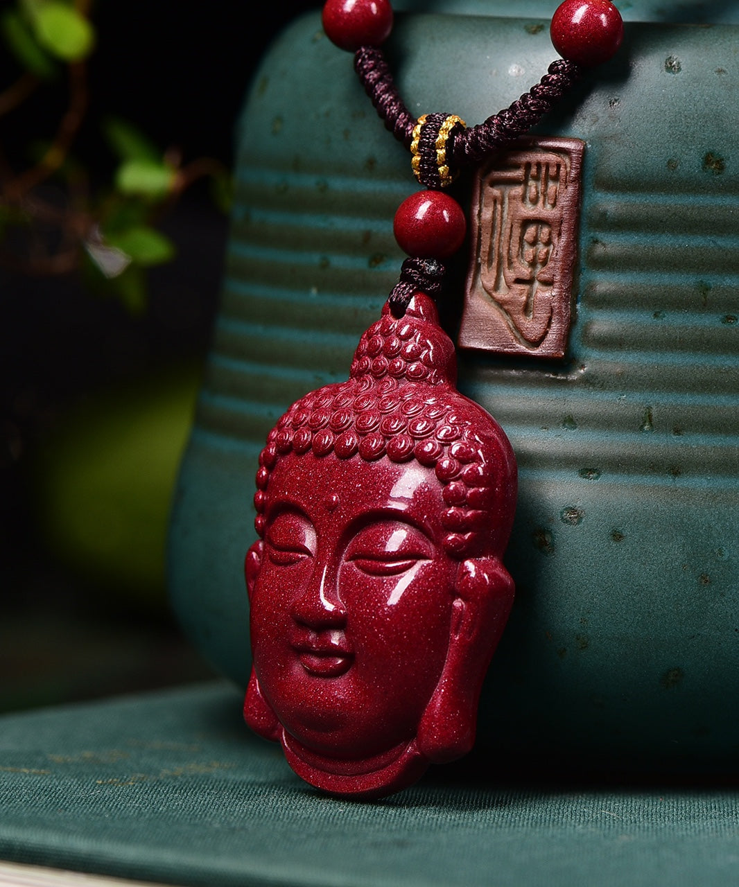 Natural Cinnabar & Zijing Sand Buddha Pendant – Attract Wealth, Ward Off Evil, Bring Peace and Good Luck