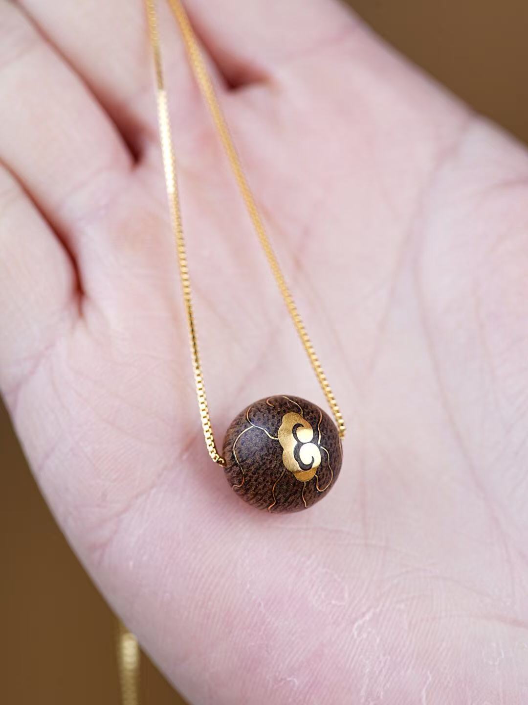 Dalagan Old Material Buddha Bead Necklace – 925 Gold-Plated Silver, Lucky & Wealth Amulet, Clear Grain, Sinking Aroma