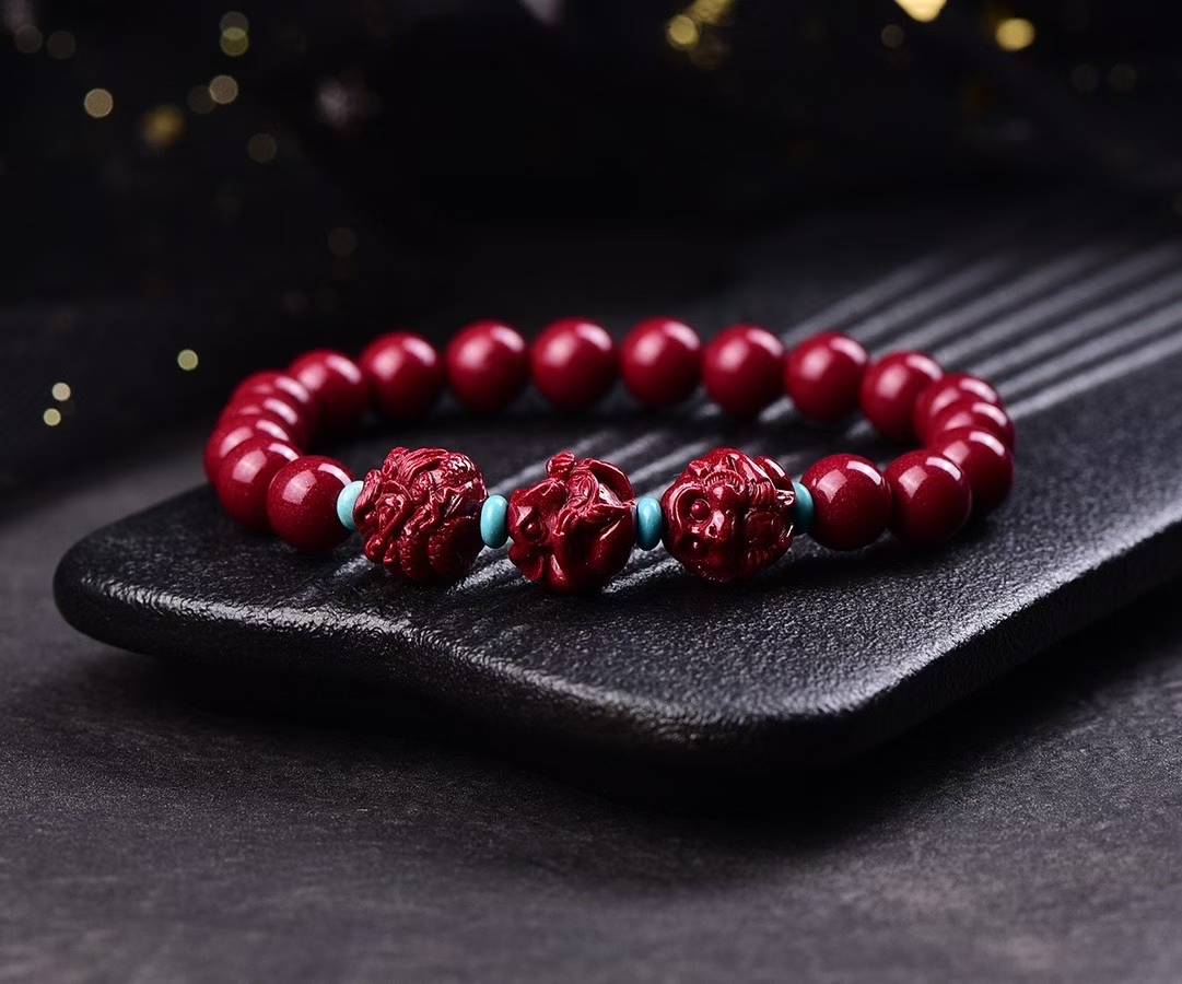 Zijing Sand & Cinnabar Zodiac Bead Bracelet – Sanhe & Liuhe Designs for Men & Women | Lucky, Peaceful, Evil-Warding