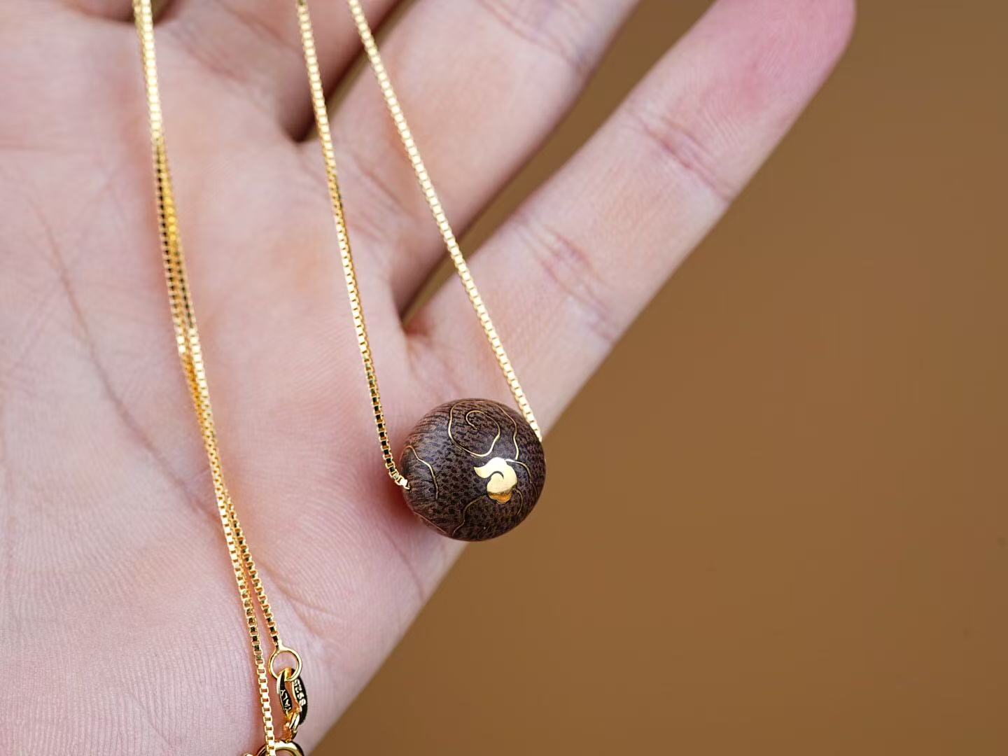 Dalagan Old Material Buddha Bead Necklace – 925 Gold-Plated Silver, Lucky & Wealth Amulet, Clear Grain, Sinking Aroma