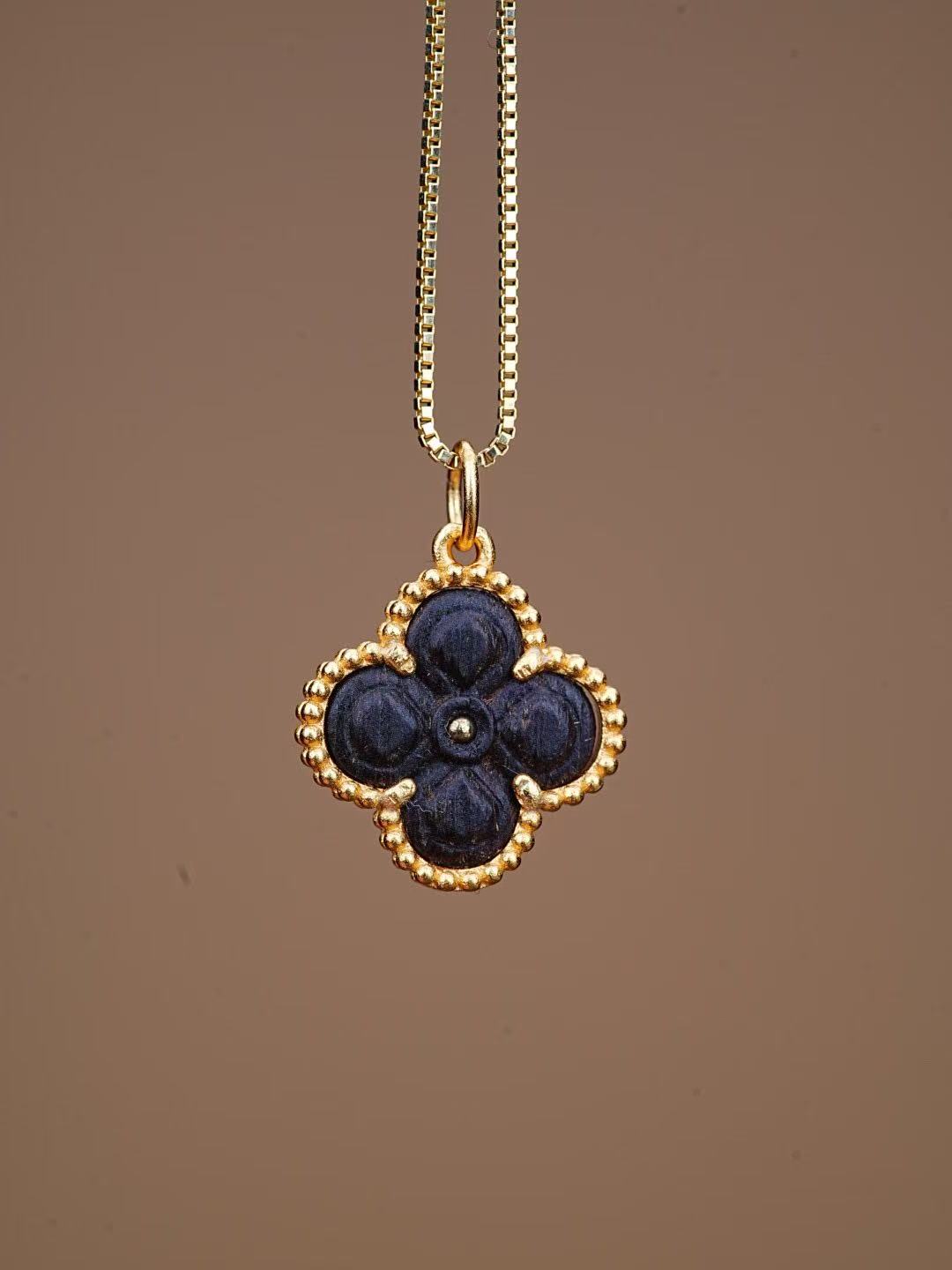 925 Gold-Plated Silver Four-Leaf Clover Necklace – Dalagan Old Material, Deeply Fragrant, Sweet Floral Aroma