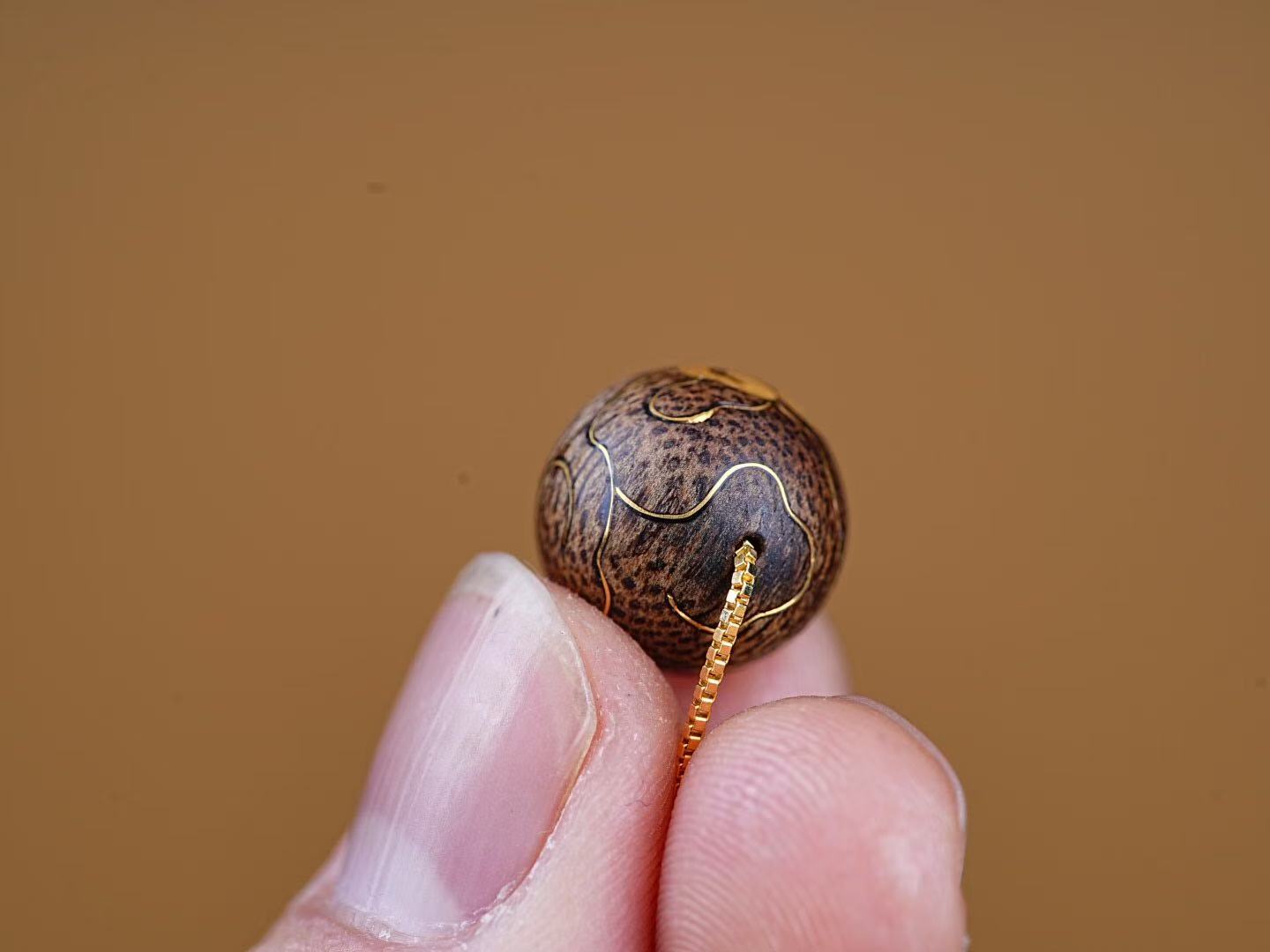 Dalagan Old Material Buddha Bead Necklace – 925 Gold-Plated Silver, Lucky & Wealth Amulet, Clear Grain, Sinking Aroma