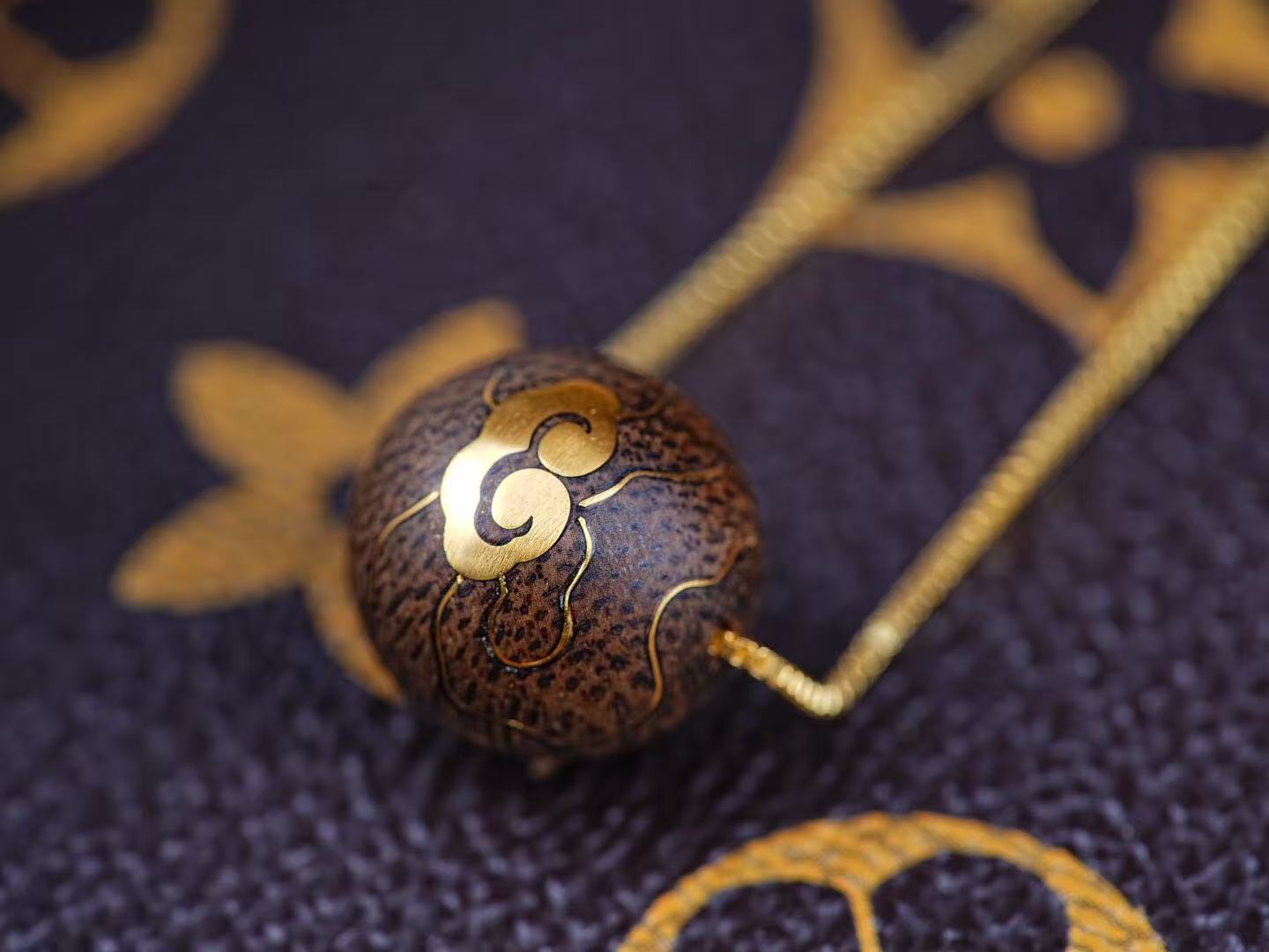 Dalagan Old Material Buddha Bead Necklace – 925 Gold-Plated Silver, Lucky & Wealth Amulet, Clear Grain, Sinking Aroma