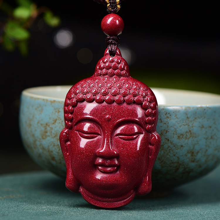 Natural Cinnabar & Zijing Sand Buddha Pendant – Attract Wealth, Ward Off Evil, Bring Peace and Good Luck