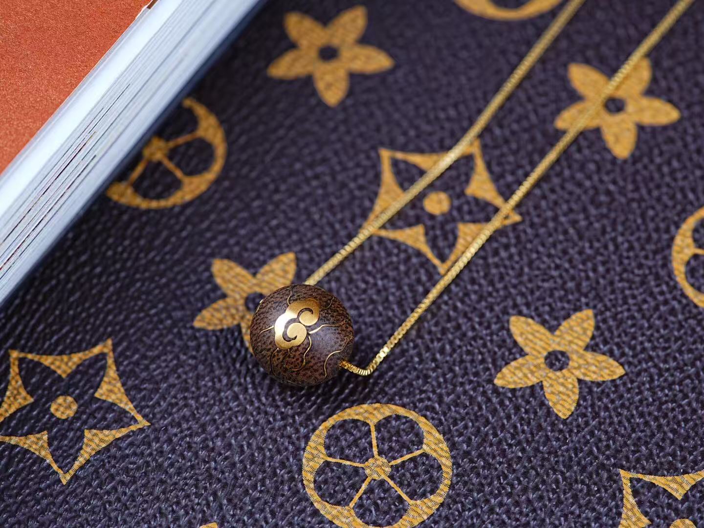 Dalagan Old Material Buddha Bead Necklace – 925 Gold-Plated Silver, Lucky & Wealth Amulet, Clear Grain, Sinking Aroma