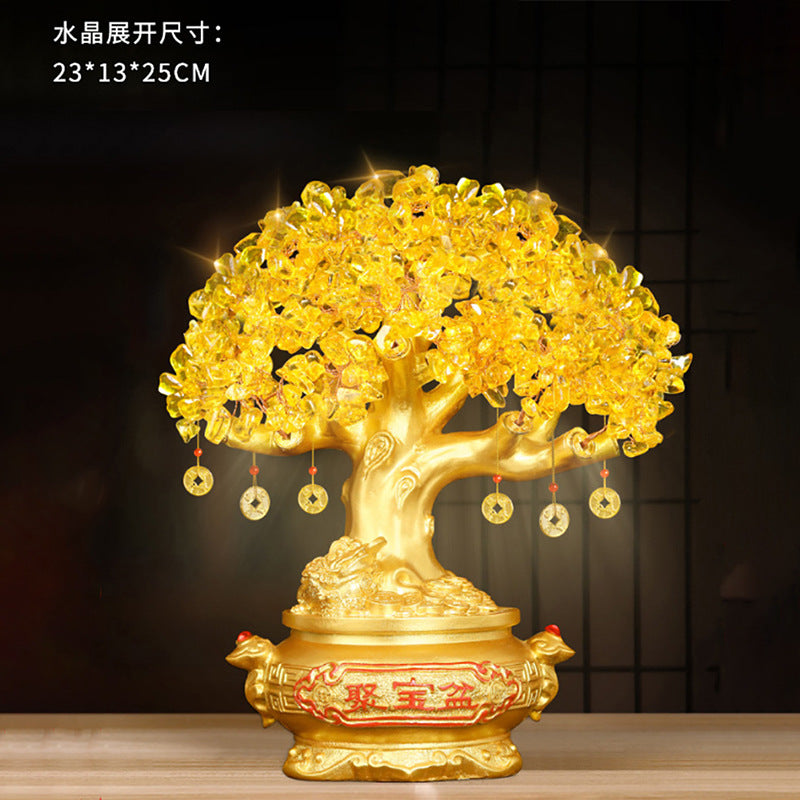Yellow Citrine Money Tree Decor – Feng Shui Wealth Tree for Home, Living Room, Office, Wine Cabinet | Creative Grand Opening Gift