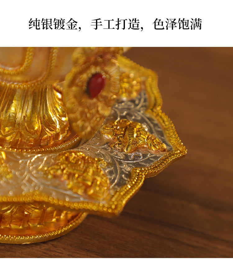 Handmade Nepalese Copper Eight Auspicious Symbols Offering Set – Large Tibetan Longevity Vase Buddhist Altar Decor