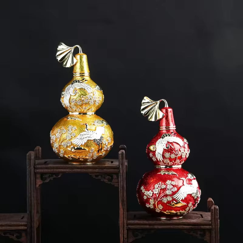 SHINNYGIFTS Hand Painted Metal Enamel Wu Lou | Fine Art Feng Shui Home Decor | Pewter Wu Lou Wholesale